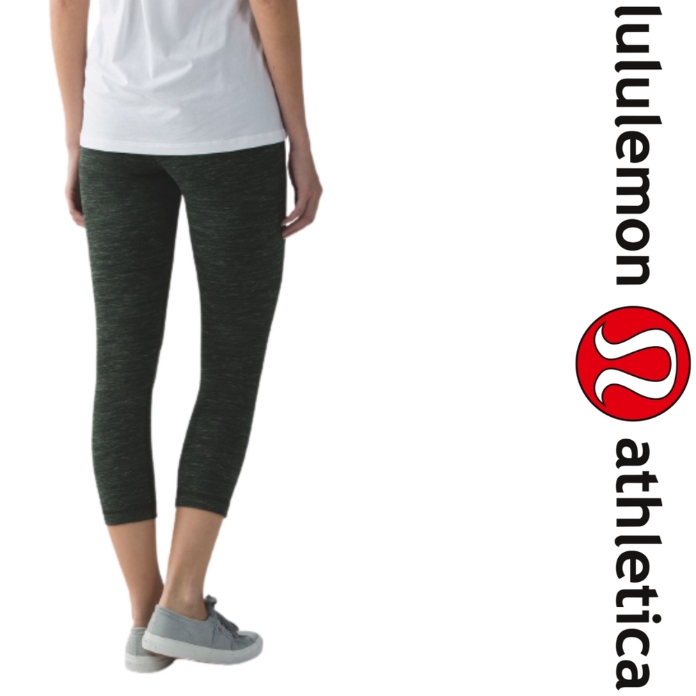 Lululemon Wunder Under Crop (Hi-Rise) *CottonHeathered Rain Touch Gator Green